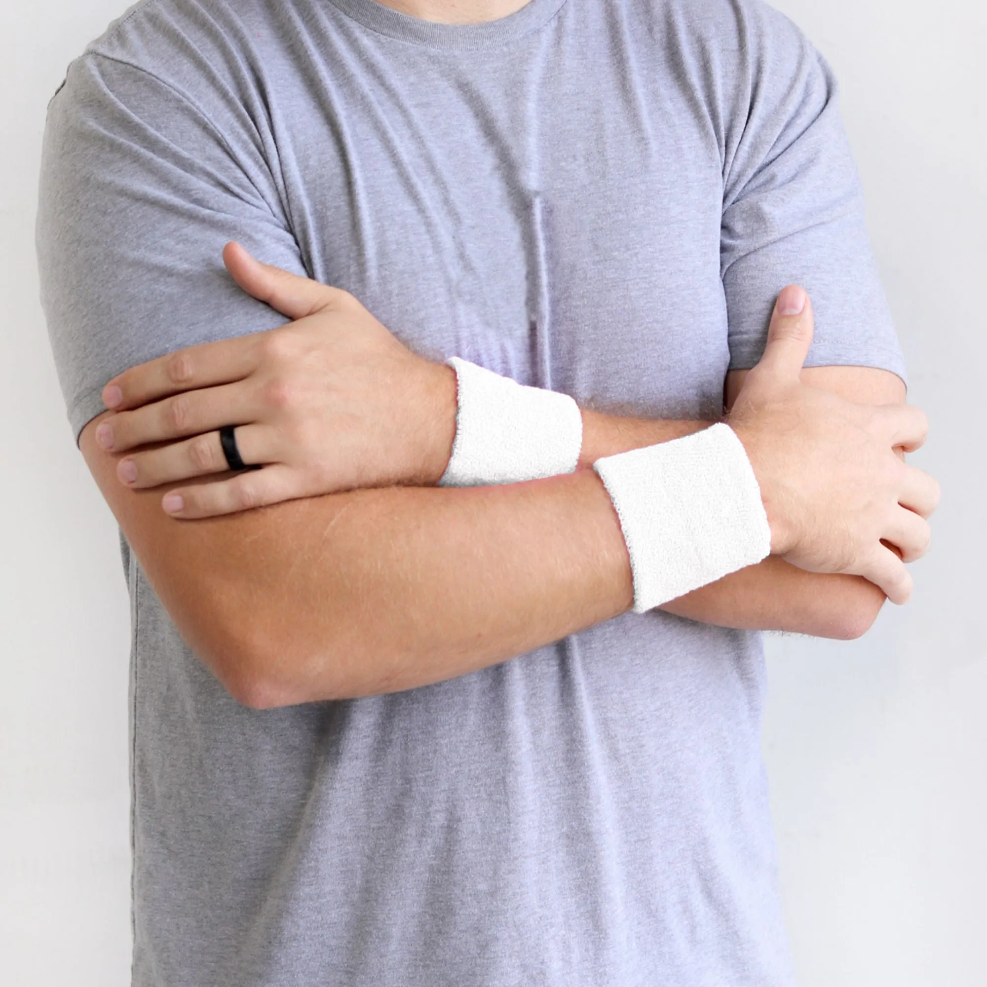 White Wrist Sweatbands - 2 Pack