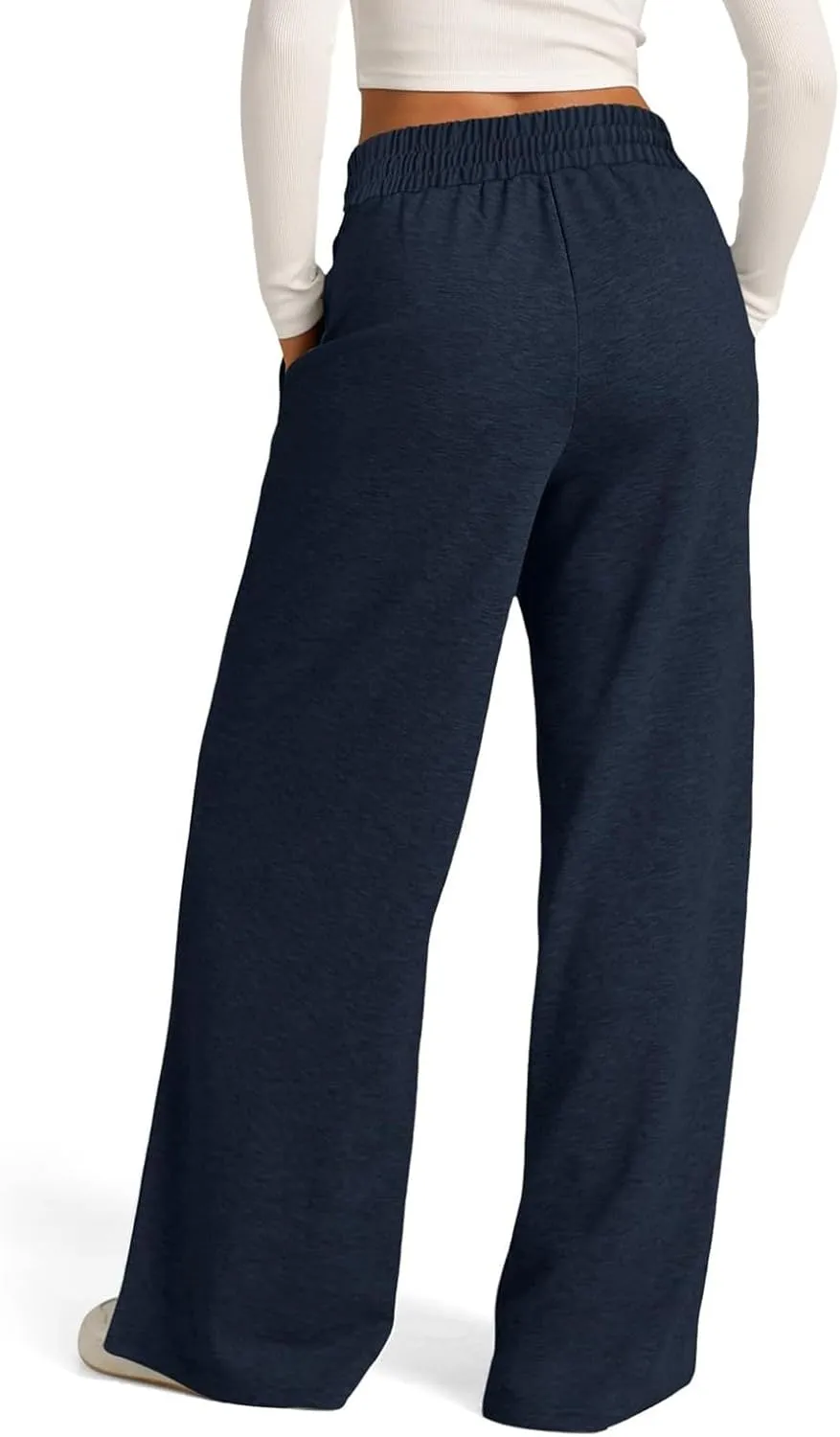 Wide Leg Sweatpants for Women Causal Drawstring High Waist Baggy Straight Trousers High Waist Yoga Palazzo Pants