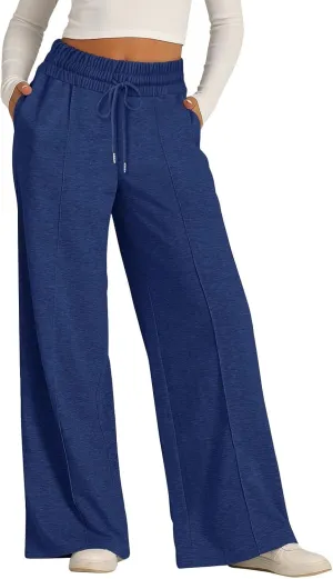 Wide Leg Sweatpants for Women Causal Drawstring High Waist Baggy Straight Trousers High Waist Yoga Palazzo Pants