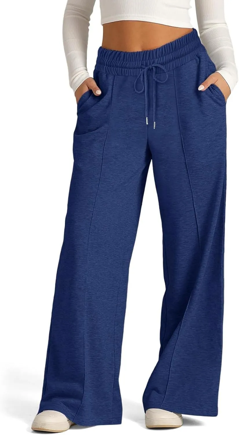Wide Leg Sweatpants for Women Causal Drawstring High Waist Baggy Straight Trousers High Waist Yoga Palazzo Pants