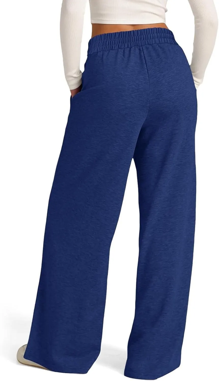 Wide Leg Sweatpants for Women Causal Drawstring High Waist Baggy Straight Trousers High Waist Yoga Palazzo Pants