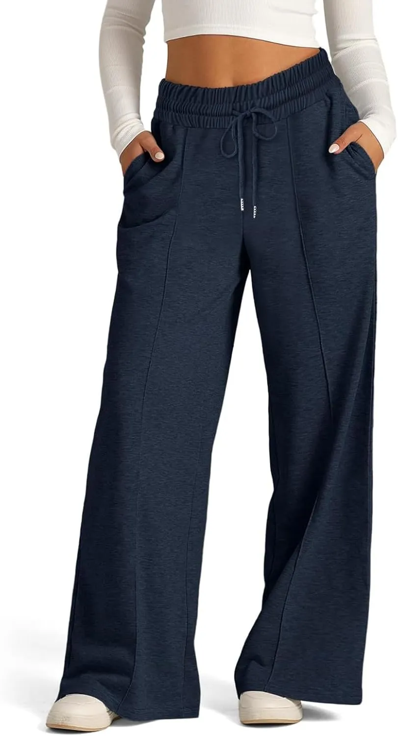 Wide Leg Sweatpants for Women Causal Drawstring High Waist Baggy Straight Trousers High Waist Yoga Palazzo Pants