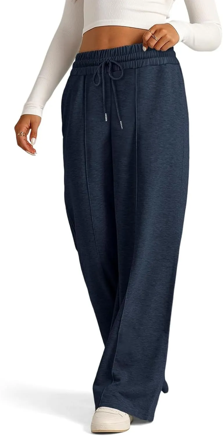 Wide Leg Sweatpants for Women Causal Drawstring High Waist Baggy Straight Trousers High Waist Yoga Palazzo Pants