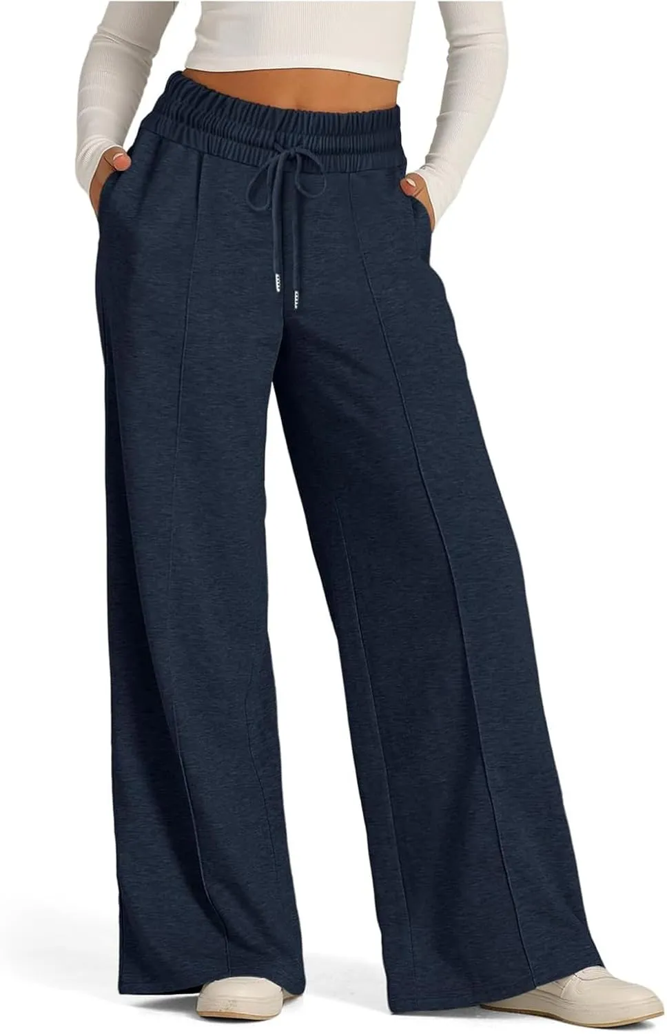 Wide Leg Sweatpants for Women Causal Drawstring High Waist Baggy Straight Trousers High Waist Yoga Palazzo Pants