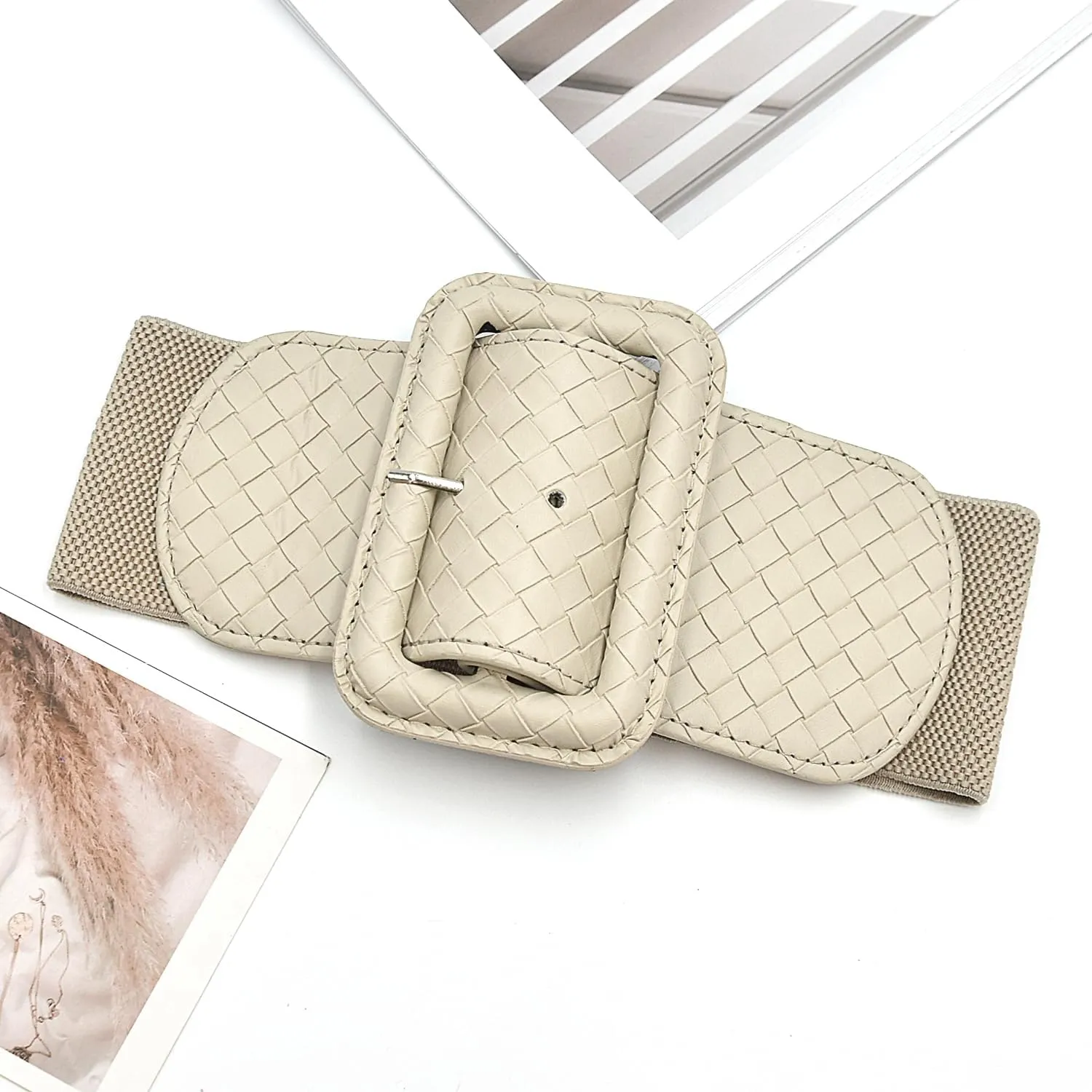 Wide Stretchy Belt for Women, Fashion Elastic Belts Ladies Waist Belt Stretchy Cinch Belts Waistband for Dresses