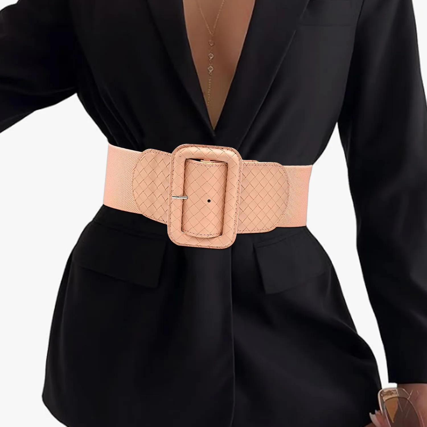 Wide Stretchy Belt for Women, Fashion Elastic Belts Ladies Waist Belt Stretchy Cinch Belts Waistband for Dresses