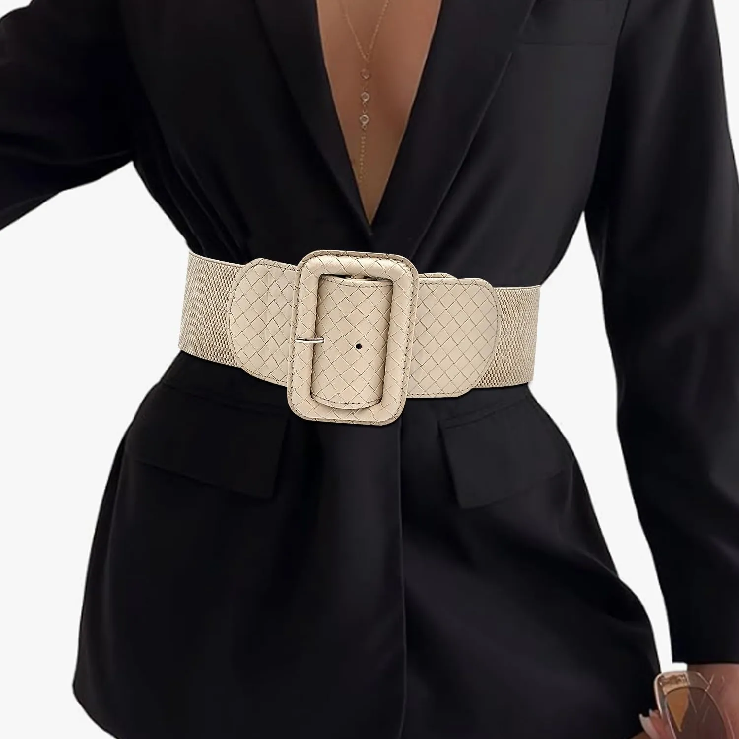 Wide Stretchy Belt for Women, Fashion Elastic Belts Ladies Waist Belt Stretchy Cinch Belts Waistband for Dresses