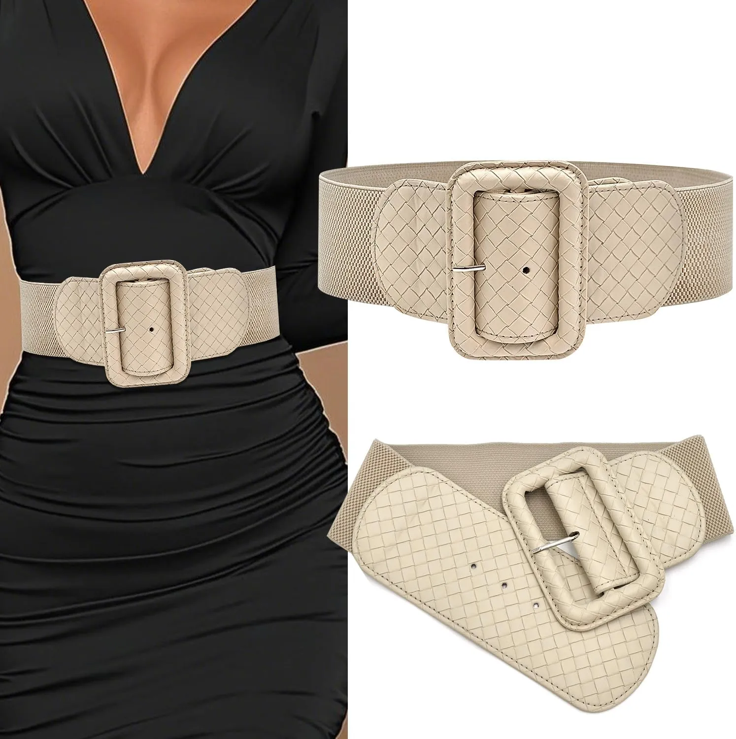 Wide Stretchy Belt for Women, Fashion Elastic Belts Ladies Waist Belt Stretchy Cinch Belts Waistband for Dresses