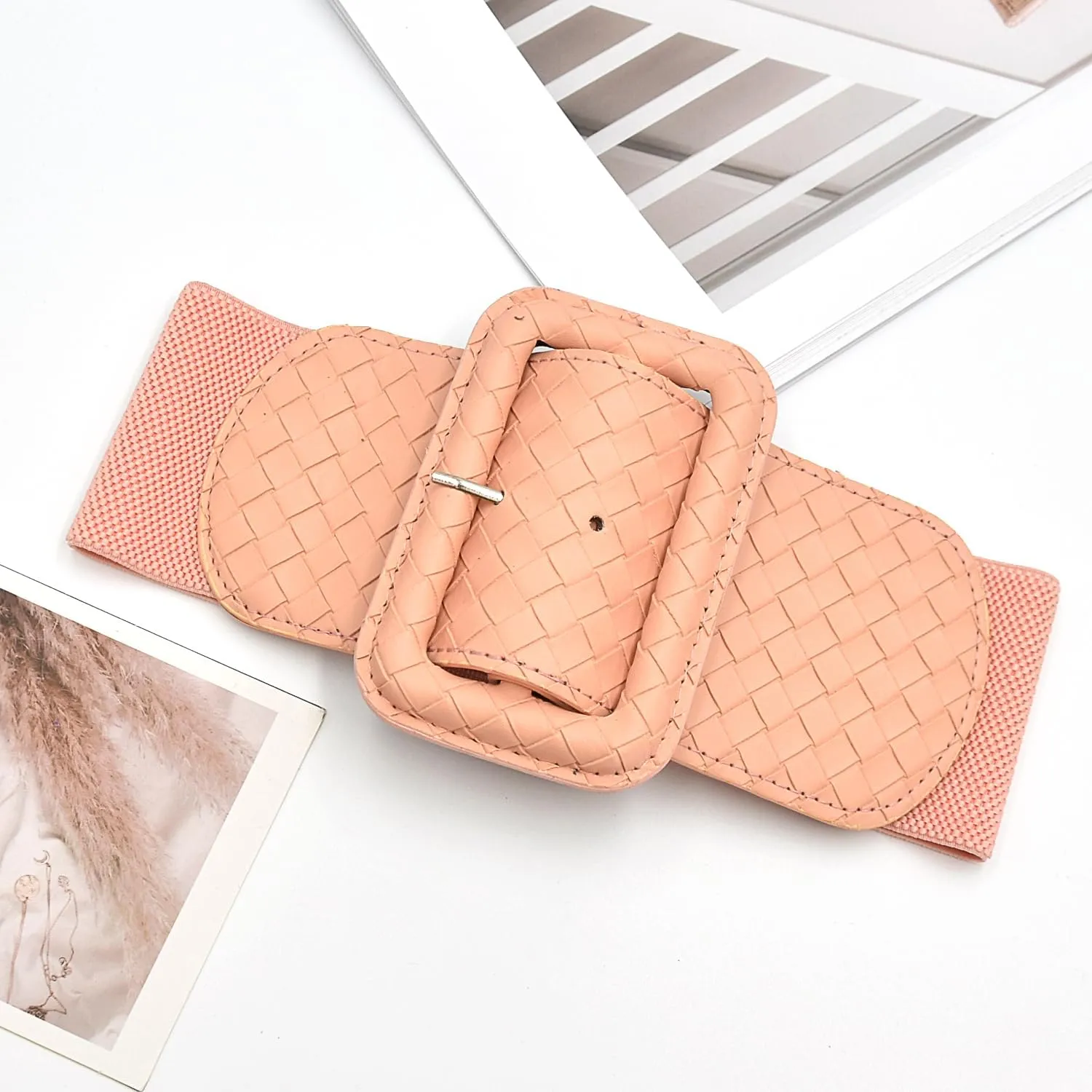 Wide Stretchy Belt for Women, Fashion Elastic Belts Ladies Waist Belt Stretchy Cinch Belts Waistband for Dresses