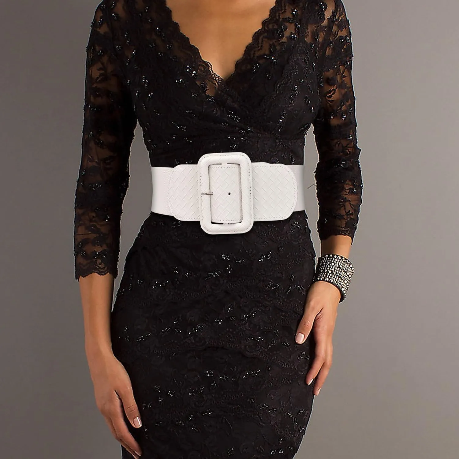 Wide Stretchy Belt for Women, Fashion Elastic Belts Ladies Waist Belt Stretchy Cinch Belts Waistband for Dresses