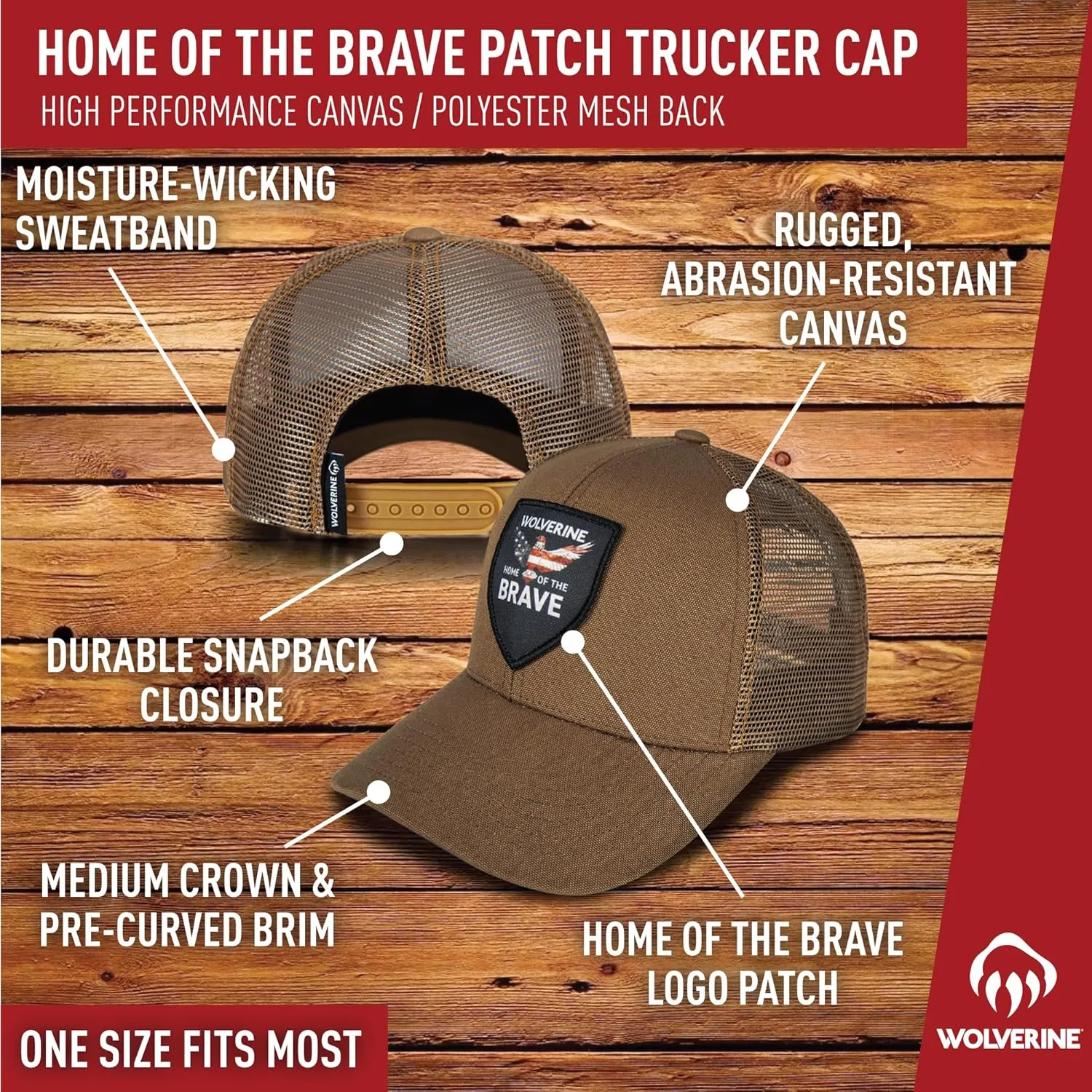 Wolverine America Hat | Adjustable | Flag | Patriot | Ballcap | Durable | American | USA