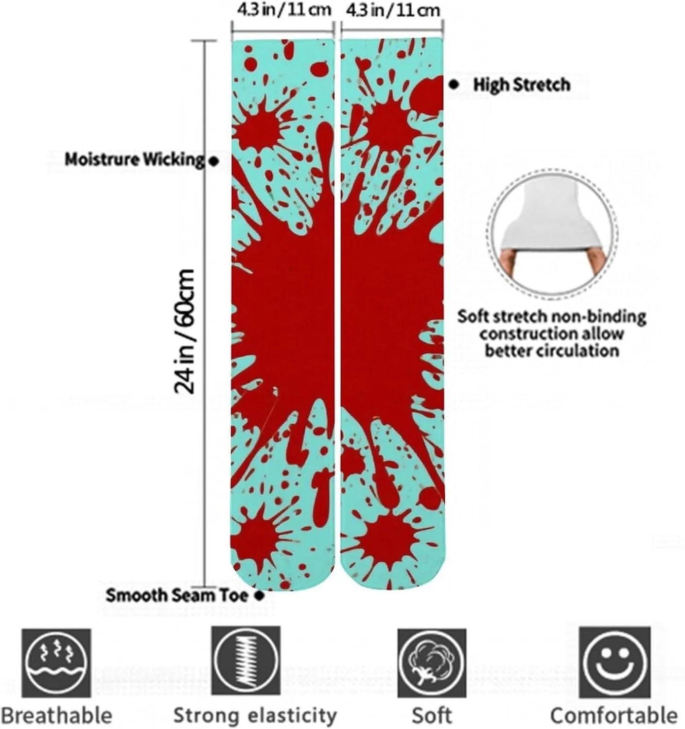 Women Girls Comfort Fit Dress Socks for Cosplay, Soccer, Hunting