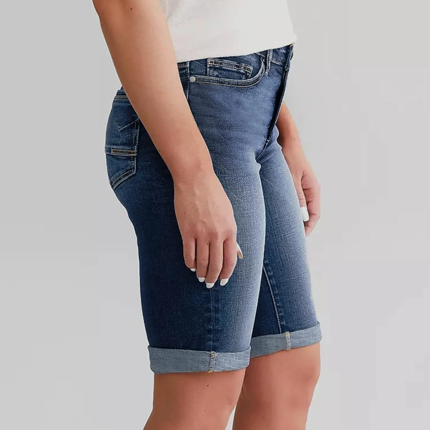 Women Jean Shorts Mid Rise High Waisted Denim Shorts Women Ripped Stretchy Frayed Distressed Stretchy Jean Shorts for Women