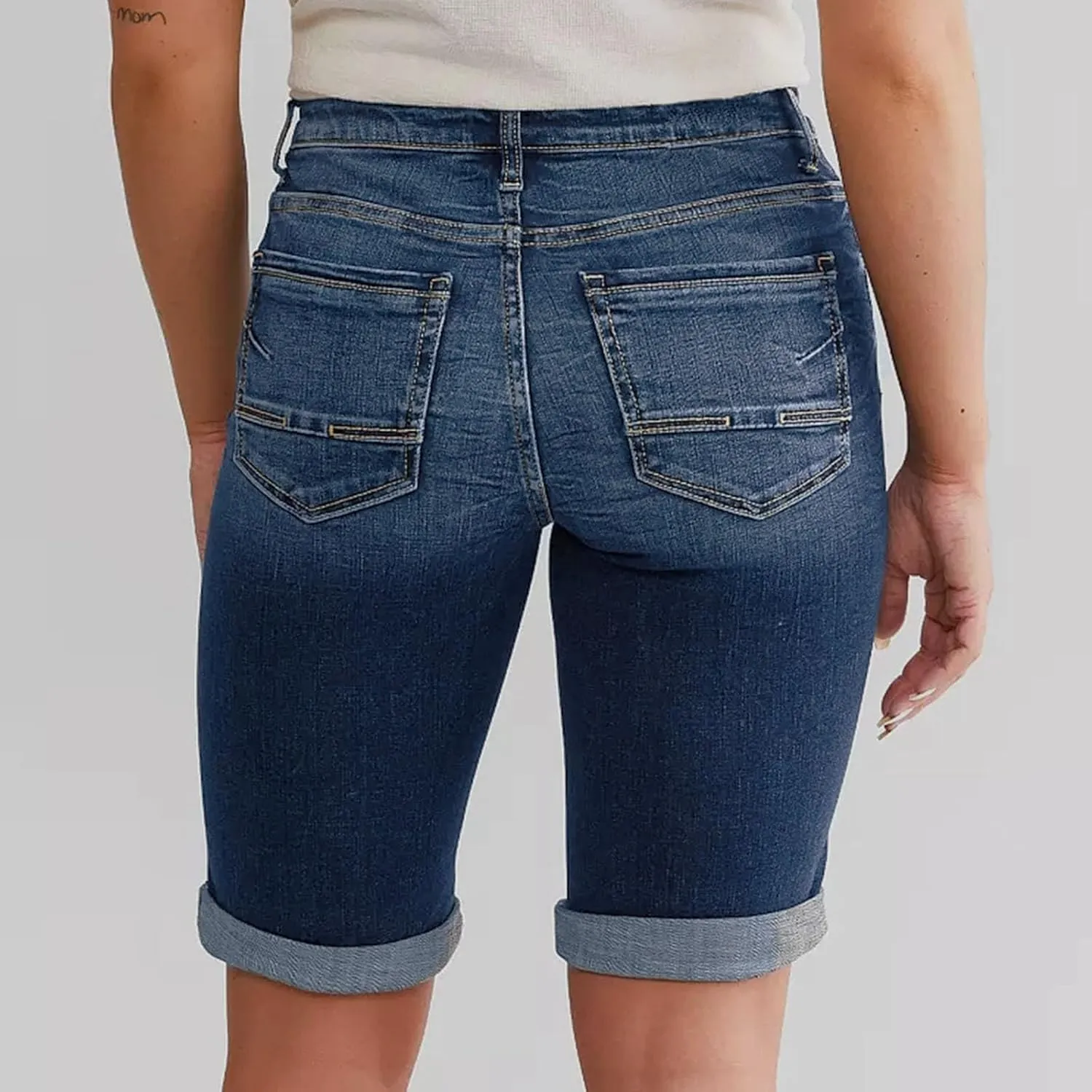 Women Jean Shorts Mid Rise High Waisted Denim Shorts Women Ripped Stretchy Frayed Distressed Stretchy Jean Shorts for Women