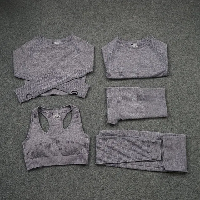 Women Seamless Yoga Set  Gym SportWear  Running  Outwork Clothing Fitness  Long  SLeeve Shirt High Waist Legging Sport Tracksuit