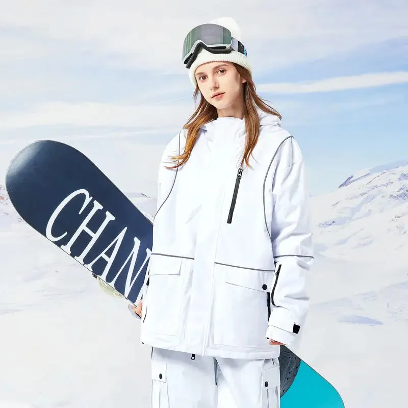 Women White Snowboard Jacket Loose Fit Winter Apparrel