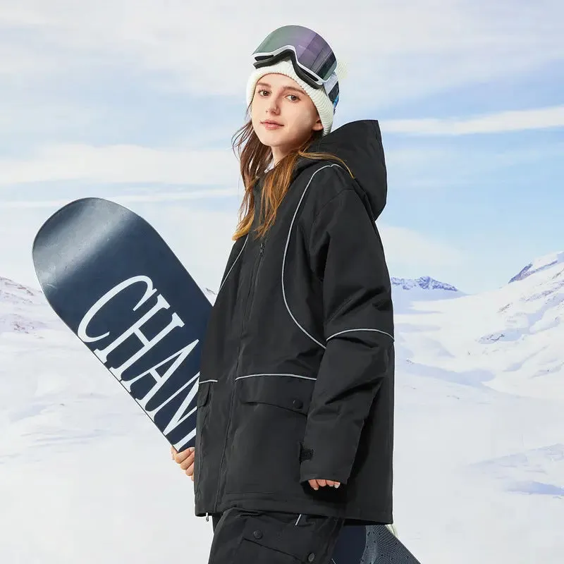 Women White Snowboard Jacket Loose Fit Winter Apparrel