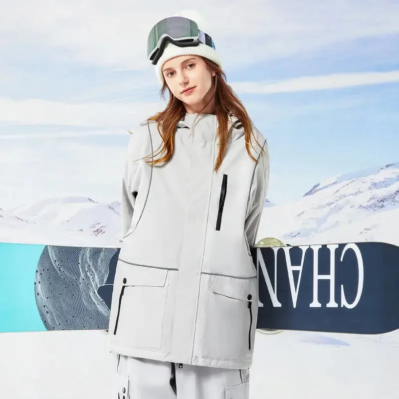 Women White Snowboard Jacket Loose Fit Winter Apparrel