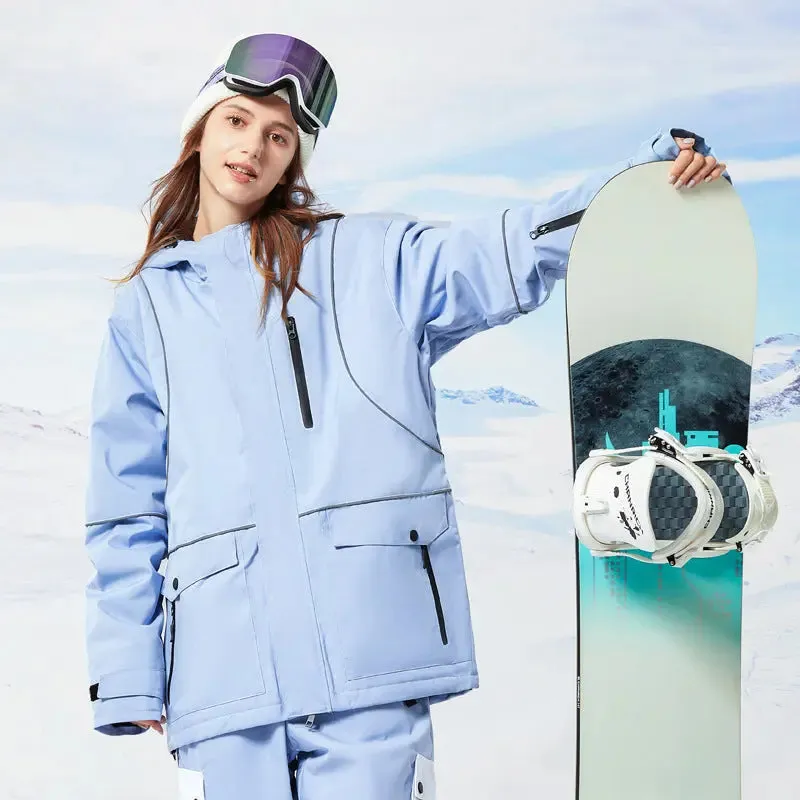 Women White Snowboard Jacket Loose Fit Winter Apparrel