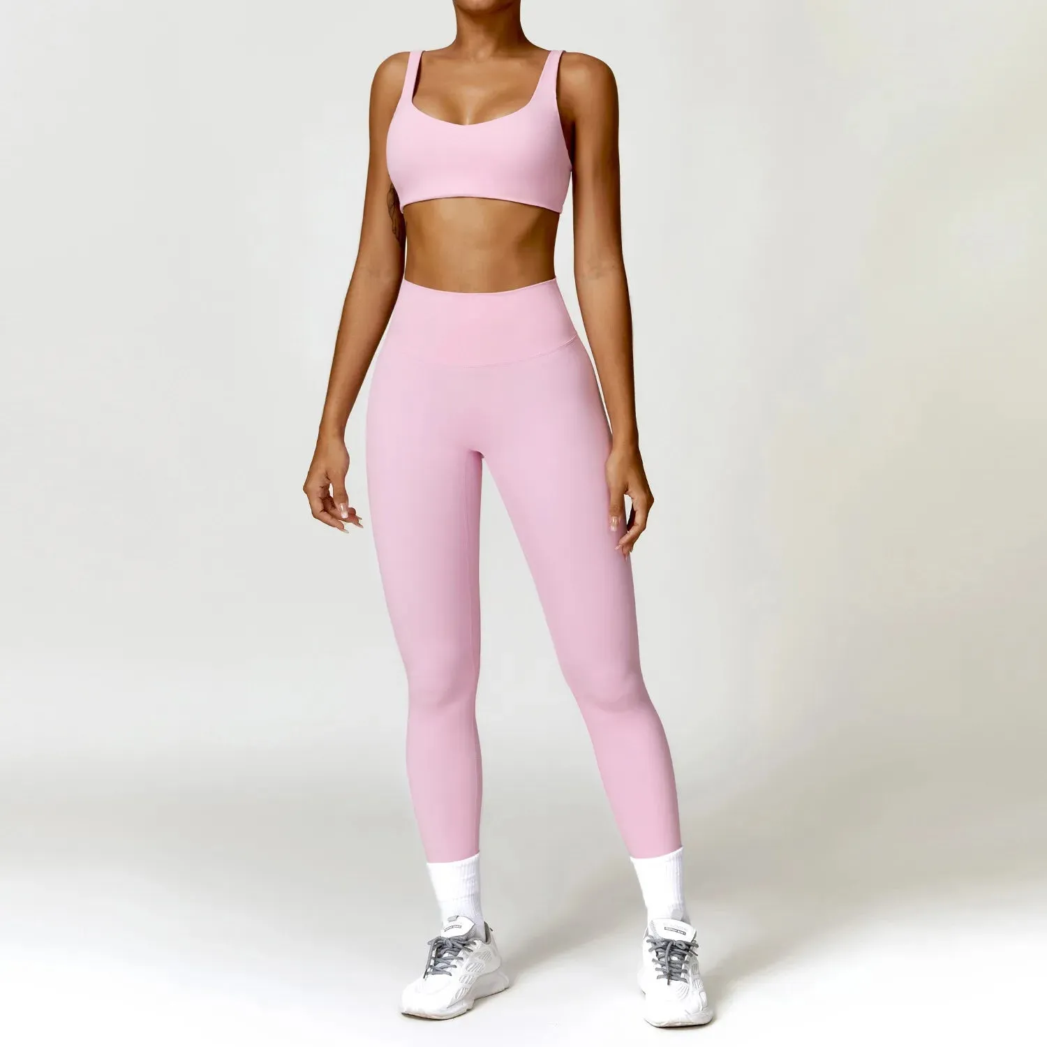 Women's 2PCS Tracksuit Yoga Set – Long Sleeve Crop Top & High-Waist Leggings | Athletic Workout Sportswear for Gym & Fitness
