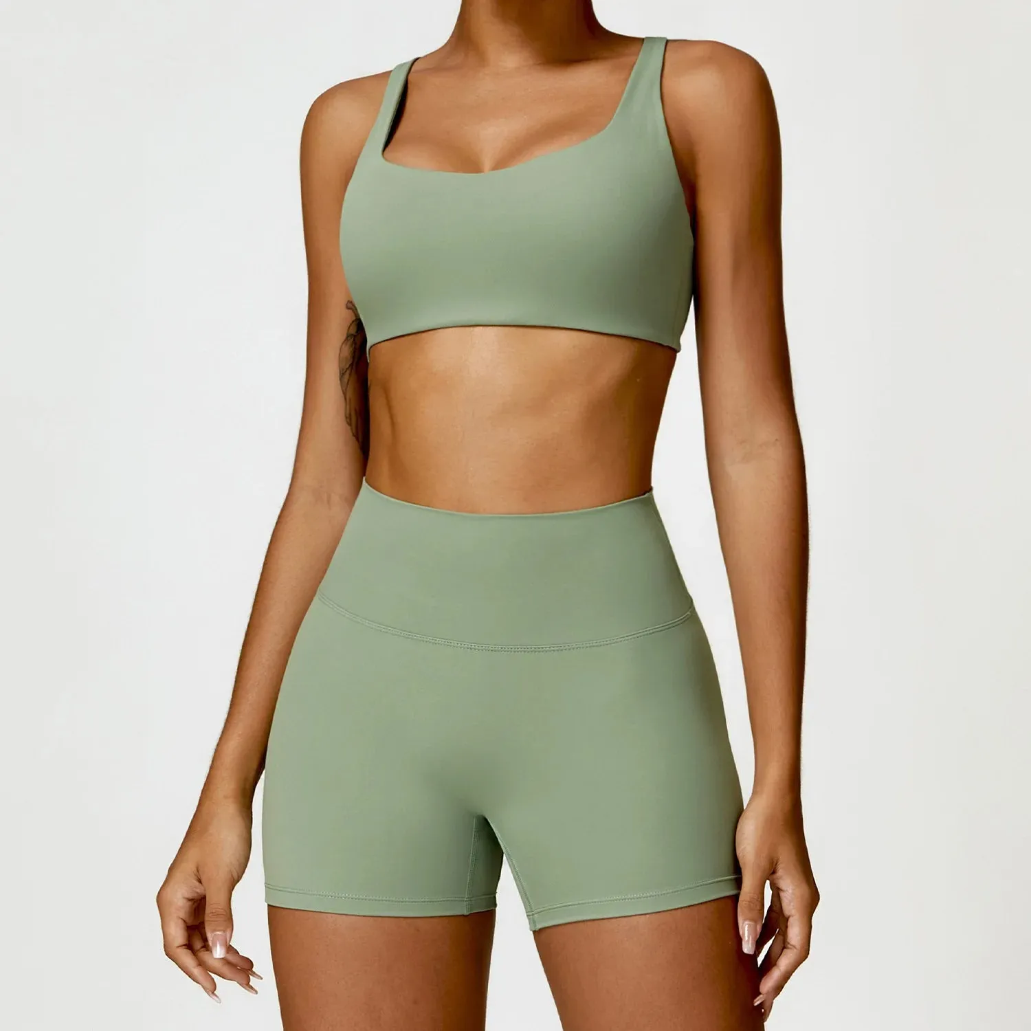 Women's 2PCS Tracksuit Yoga Set – Long Sleeve Crop Top & High-Waist Leggings | Athletic Workout Sportswear for Gym & Fitness