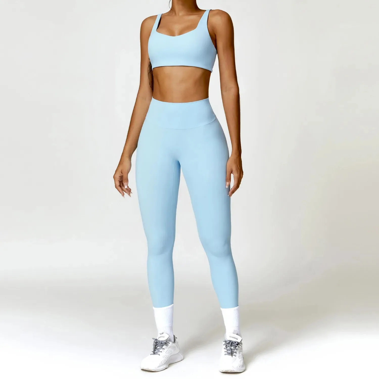 Women's 2PCS Tracksuit Yoga Set – Long Sleeve Crop Top & High-Waist Leggings | Athletic Workout Sportswear for Gym & Fitness