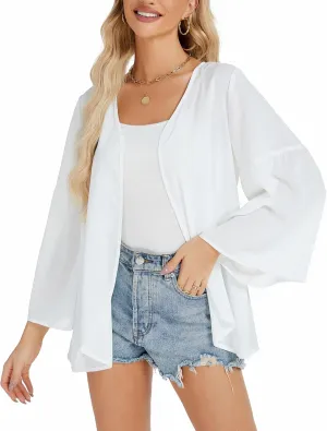 Womens Boho Floral Chiffon Kimono Swimsuit Cover Ups Tops Lightweight Beach Lightweight Summer Cardigans