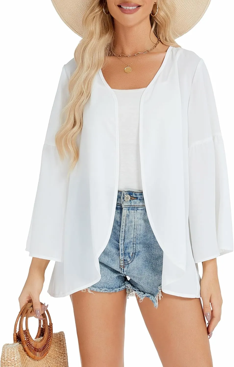 Womens Boho Floral Chiffon Kimono Swimsuit Cover Ups Tops Lightweight Beach Lightweight Summer Cardigans