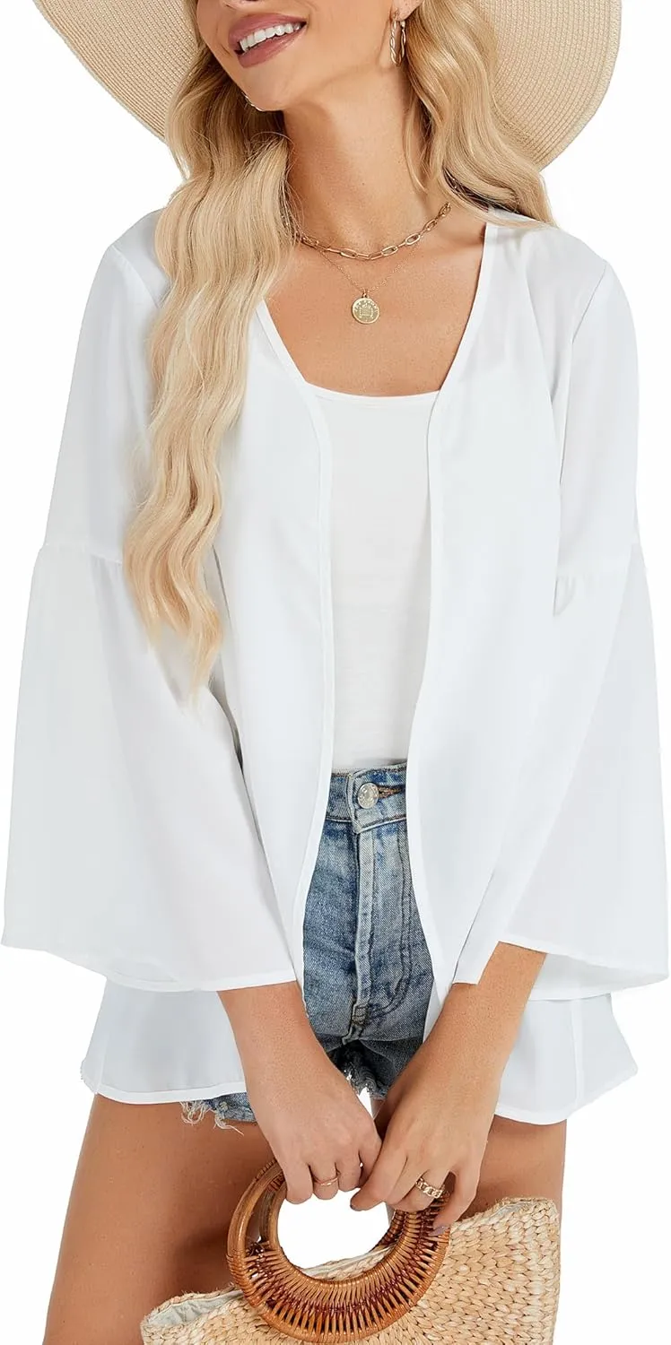 Womens Boho Floral Chiffon Kimono Swimsuit Cover Ups Tops Lightweight Beach Lightweight Summer Cardigans