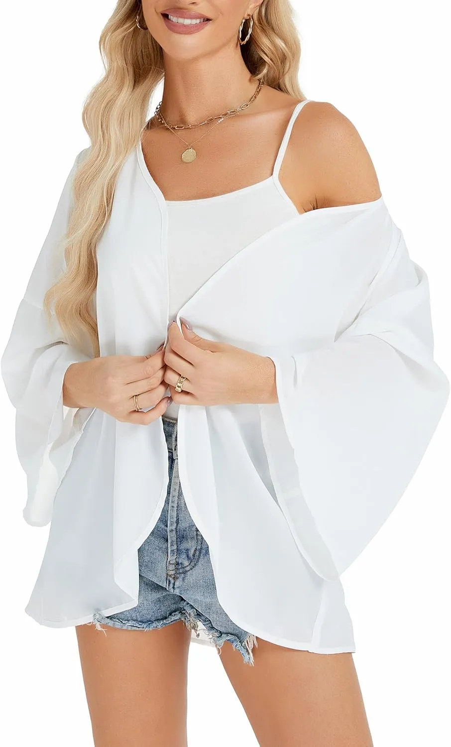 Womens Boho Floral Chiffon Kimono Swimsuit Cover Ups Tops Lightweight Beach Lightweight Summer Cardigans