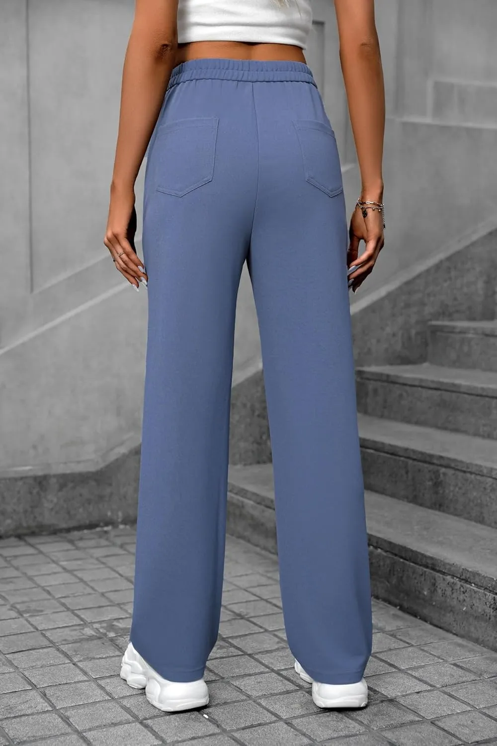 Women's Casual High Waist Stretch Pants, Multiple Pockets Straight Leg Pants, Fashion Comfort Work Flexible Trousers