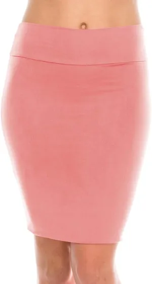 Women's Casual Stretchy Bodycon Pencil Mid-Mini Skirt
