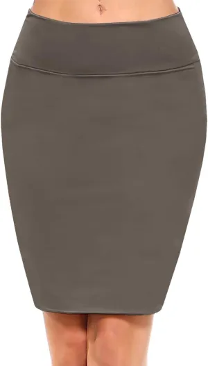 Women's Casual Stretchy Bodycon Pencil Mid-Mini Skirt