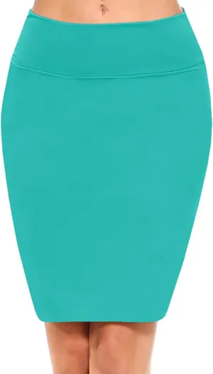 Women's Casual Stretchy Bodycon Pencil Mid-Mini Skirt