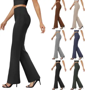 Womens Dress Pants Casual Stretchy High Waist Bell-Bottoms Slacks Business High Waist Bootcut Trousers with Pockets