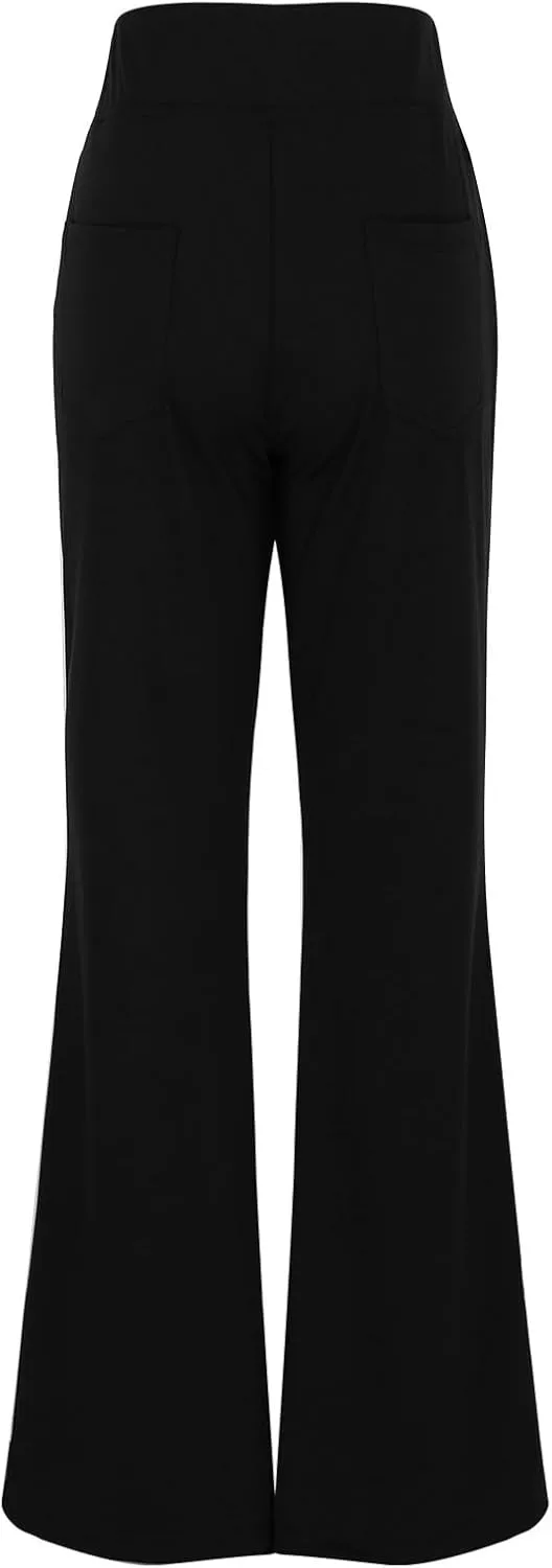 Womens Dress Pants Casual Stretchy High Waist Bell-Bottoms Slacks Business High Waist Bootcut Trousers with Pockets
