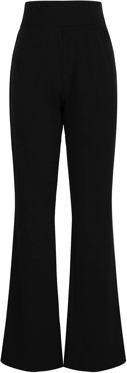 Womens Dress Pants Casual Stretchy High Waist Bell-Bottoms Slacks Business High Waist Bootcut Trousers with Pockets