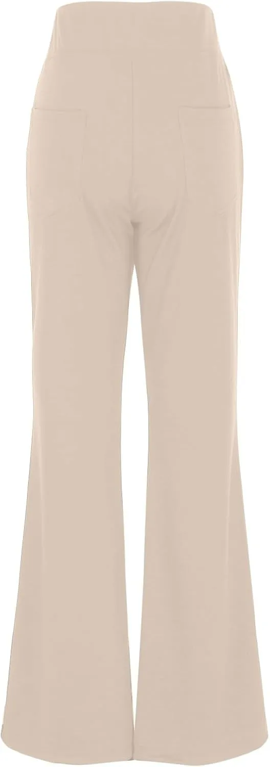 Womens Dress Pants Casual Stretchy High Waist Bell-Bottoms Slacks Business High Waist Bootcut Trousers with Pockets