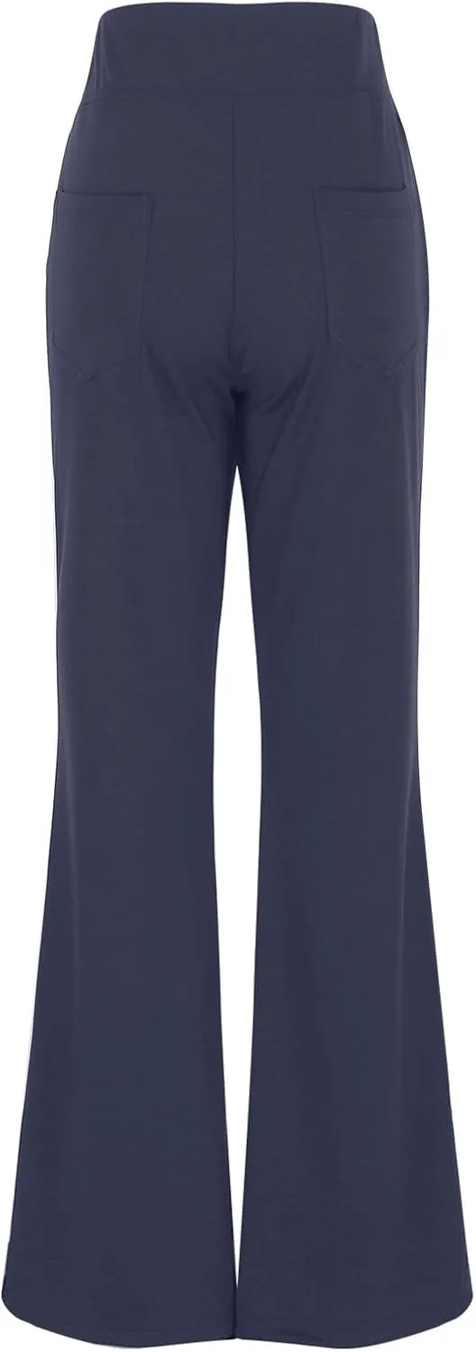 Womens Dress Pants Casual Stretchy High Waist Bell-Bottoms Slacks Business High Waist Bootcut Trousers with Pockets