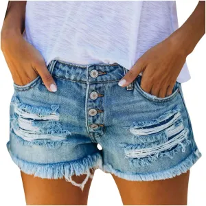 Women's High Waisted Stretchy Denim Shorts Cuffed Jean Shorts Jean Short for Women Stretchy Denim Casual Summer