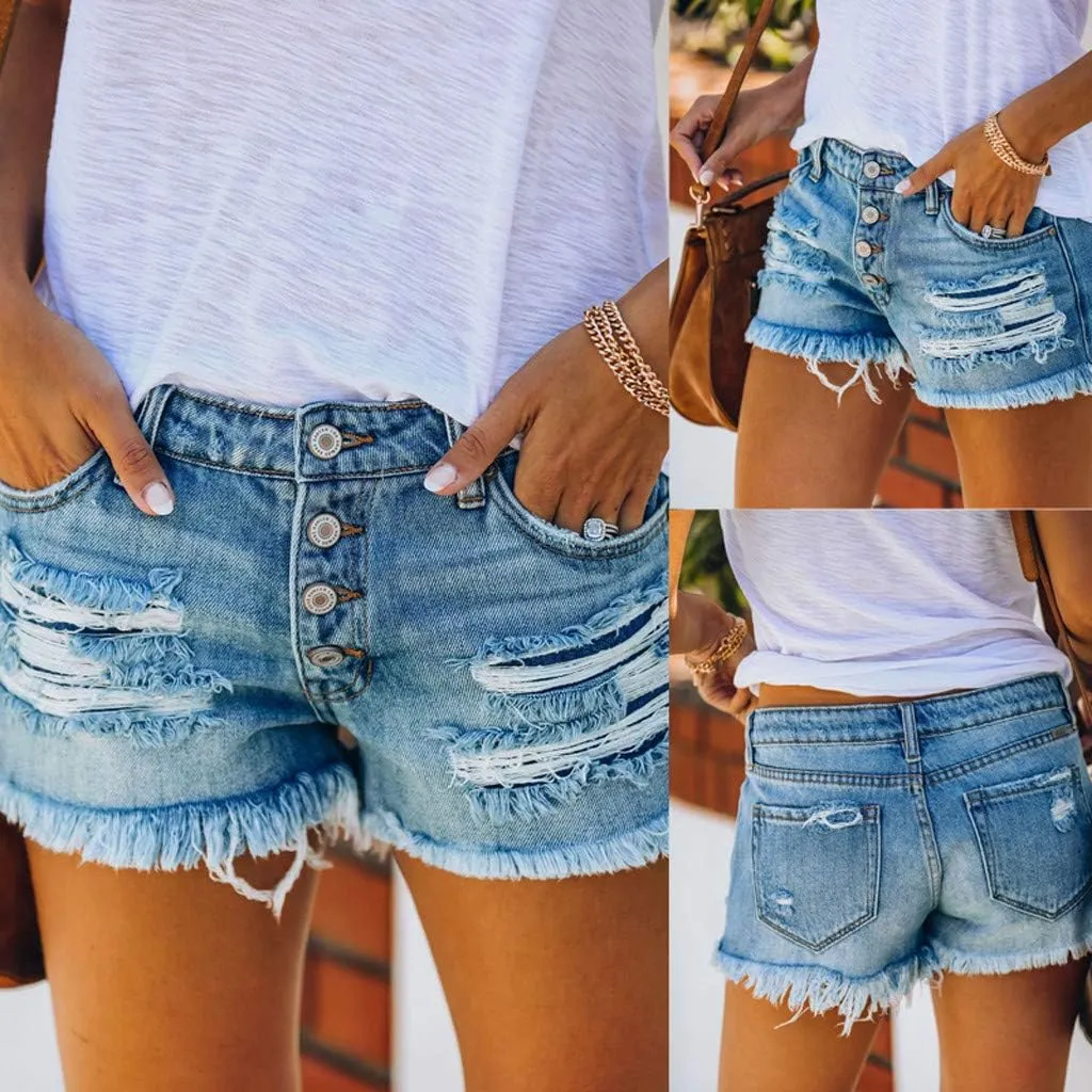 Women's High Waisted Stretchy Denim Shorts Cuffed Jean Shorts Jean Short for Women Stretchy Denim Casual Summer