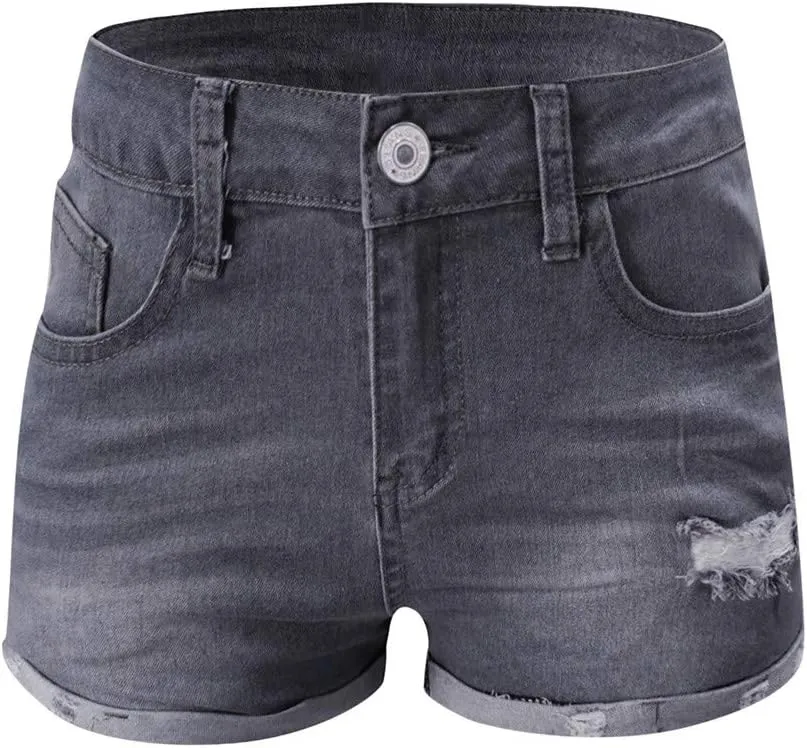 Women's High Waisted Stretchy Denim Shorts Cuffed Jean Shorts Jean Short for Women Stretchy Denim Casual Summer