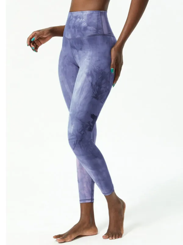 Women's High Waisted Tie Dye Printed Gym Leggings