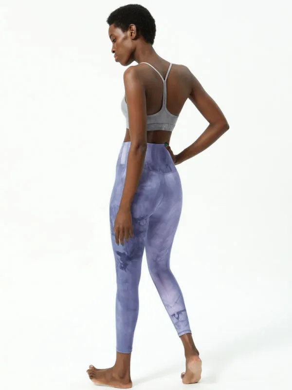 Women's High Waisted Tie Dye Printed Gym Leggings