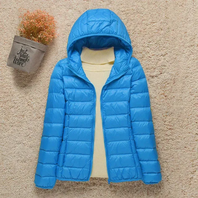 Women's Light White Duck Down Jacket | Slim Puffer Coat for Winter