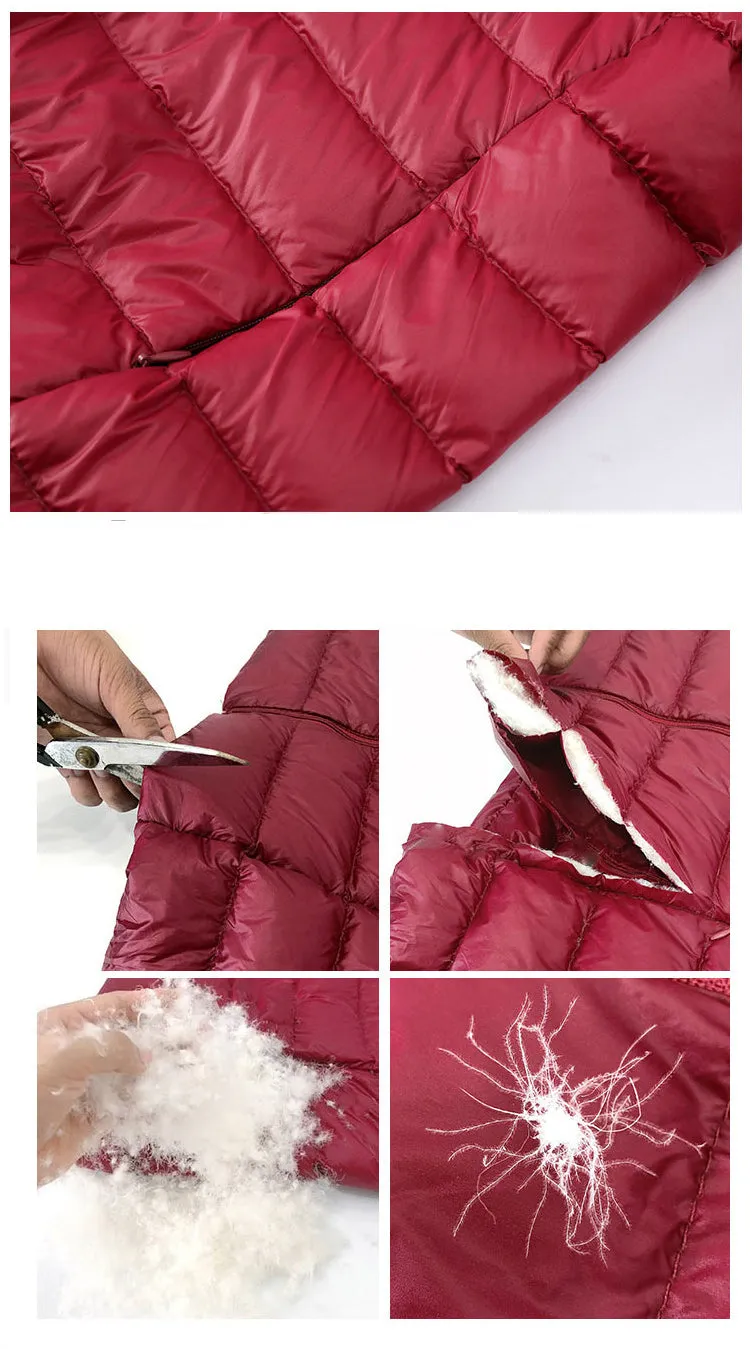 Women's Light White Duck Down Jacket | Slim Puffer Coat for Winter