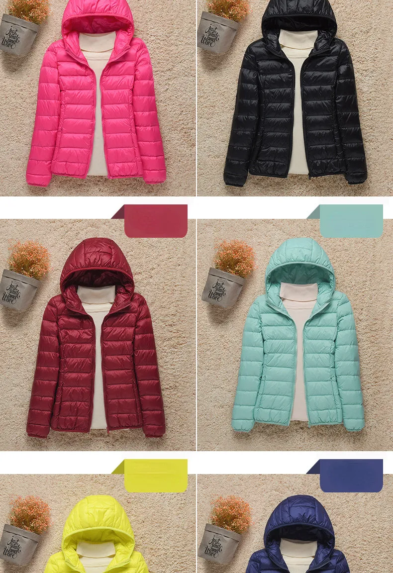 Women's Light White Duck Down Jacket | Slim Puffer Coat for Winter