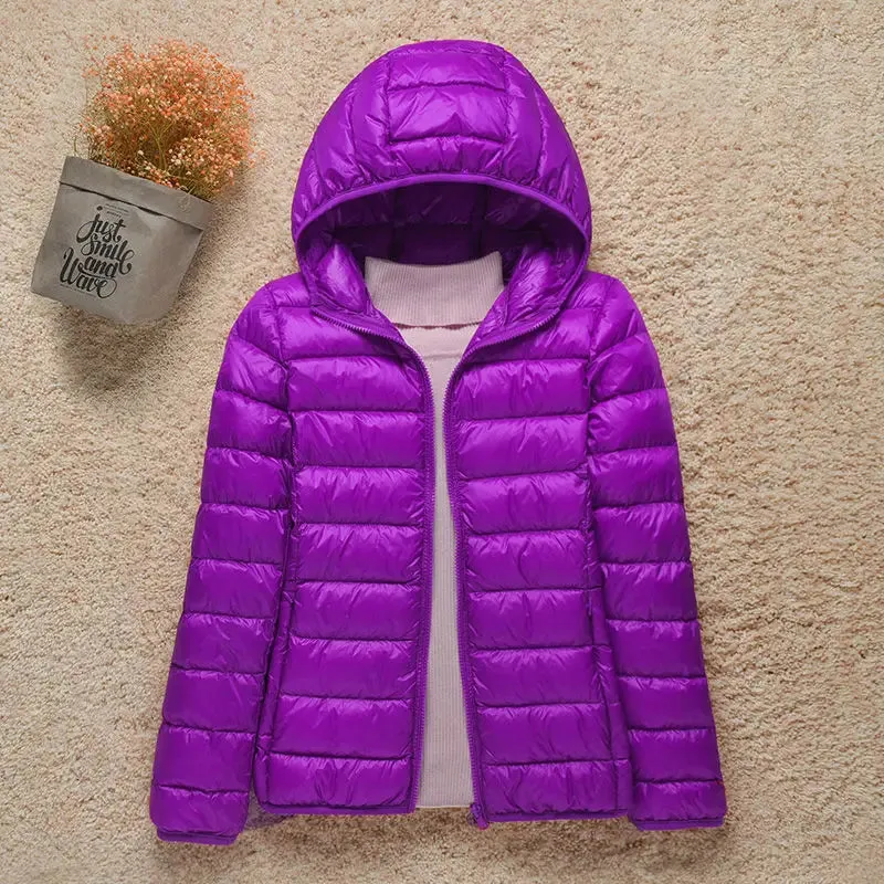 Women's Light White Duck Down Jacket | Slim Puffer Coat for Winter