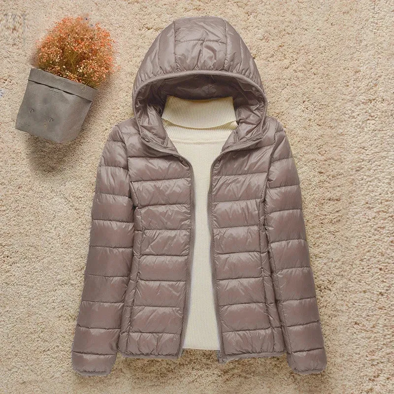Women's Light White Duck Down Jacket | Slim Puffer Coat for Winter