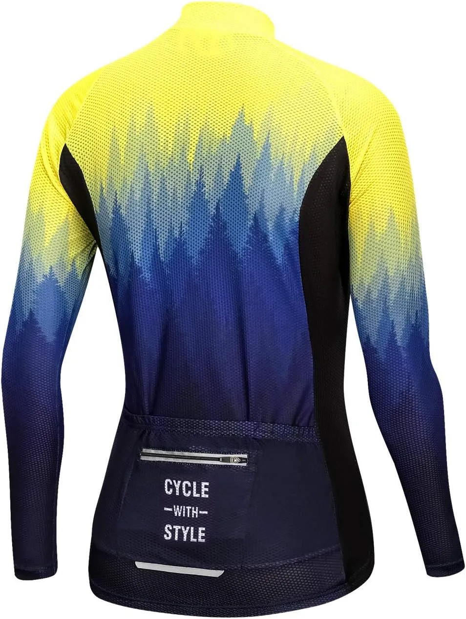 Women's Long Sleeve Cycling Jersey Bike Shirt Quick Dry Breathable Bicycle Clothing Bike Top with 4 Pockets